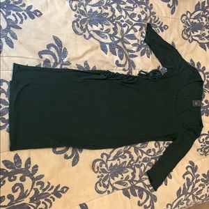 Olive green side split dress